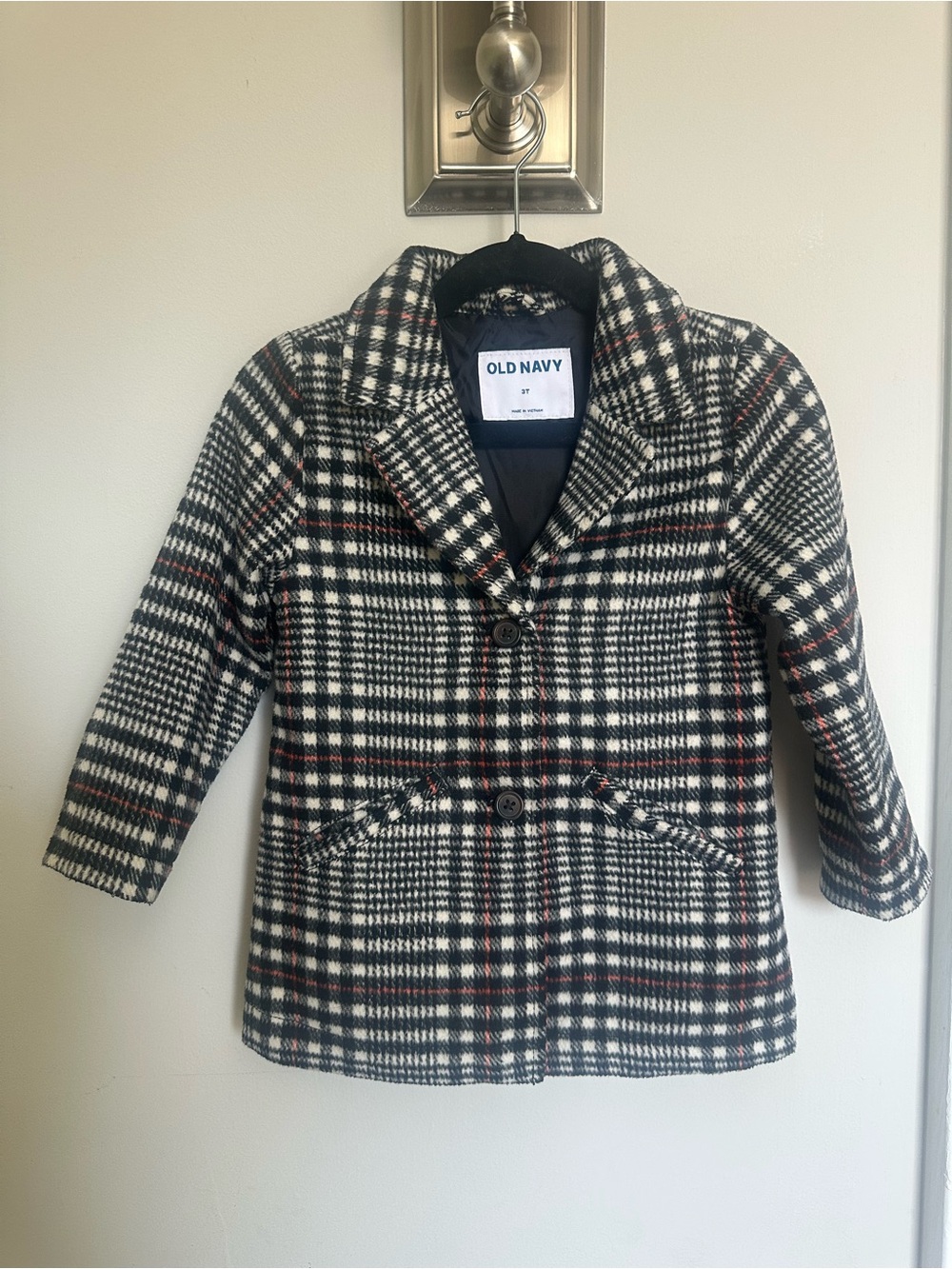 Old Navy Girl’s Black & White Plaid Blazer